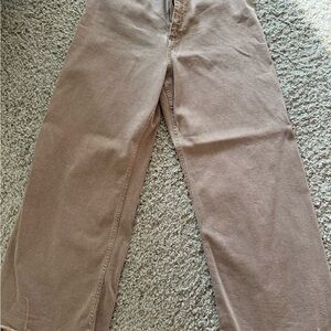 Zara Neutral-Tone Straight Pants in Taupe